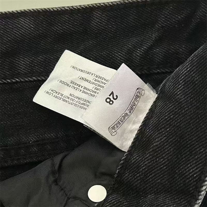 CHROME HEARTS WHITE CROSS PATCH JEANS BLACK