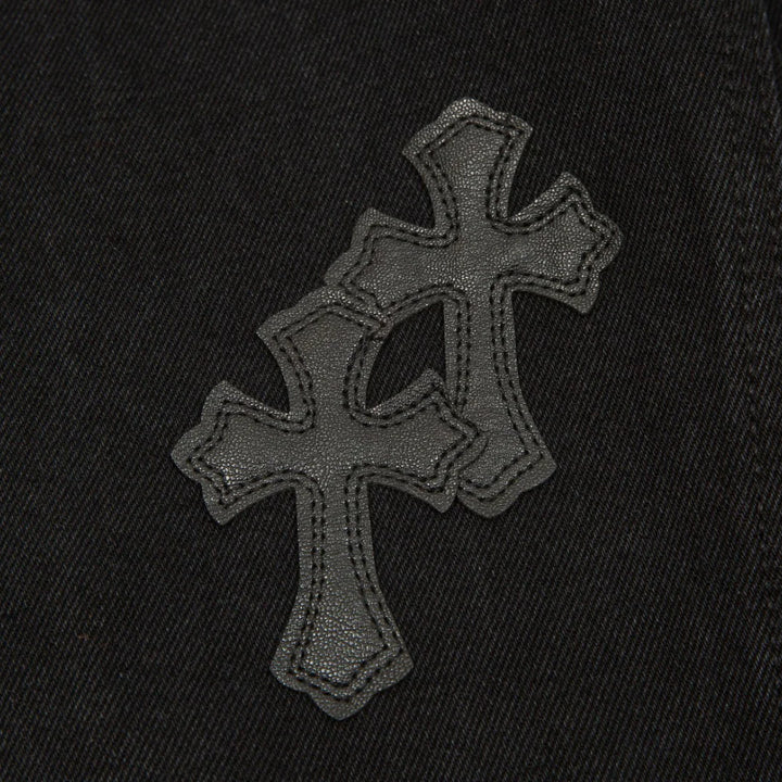 CHROME HEARTS BLACK CROSS PATCH JEANS BLACK