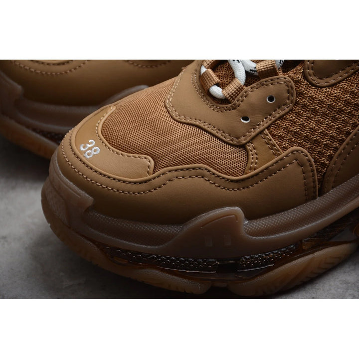 BALENCIAGA TRIPLE S CLEAR SOLE X BROWN