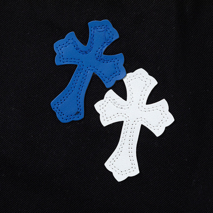 CHROME HEARTS BLUE CROSS PATCH JEANS BLACK