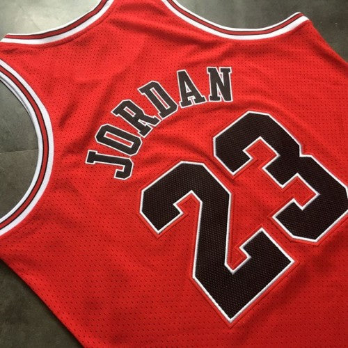Men's Chicago Bulls Michael Jordan #23 Throwback Red Hardwood Classics Player Jersey